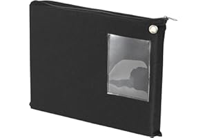 DOSTATNI 14×11Inch Large Black Bag with Zipper Black Bank Deposit Bag with Grommet Interoffice Mailer Canvas Transit Sack for Documents Money Passport (black)