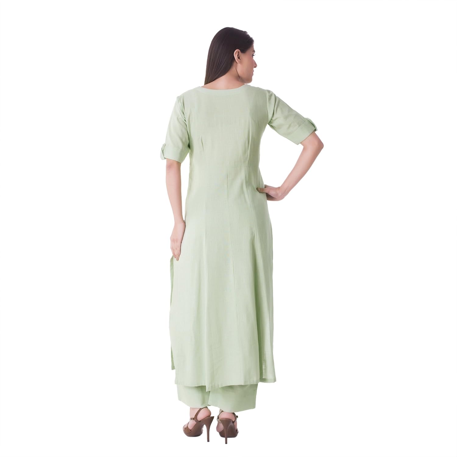 khushal women's cotton kurta with palazzo (kk65-green_xl)