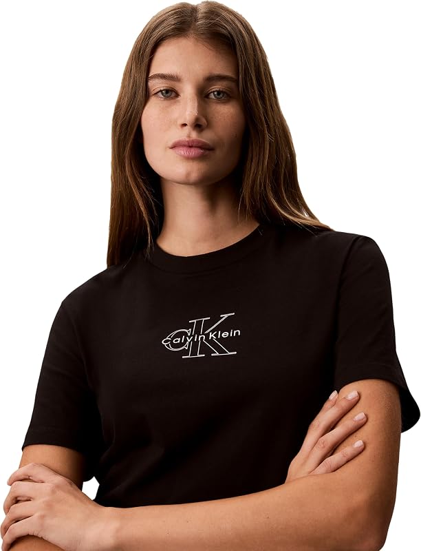 Maglietta da Donna SS Classic Seasonal Monologo Tee LV047G831G Graphic Tees, Nero (Nero), S — foto 3 di 5