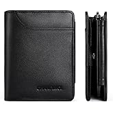 CHANPINCL Mens Genuine Leather Zipper Wallet anti-theft brush Large Capacity Double Fold Multi-card Leather Wallets for Men and coin purse