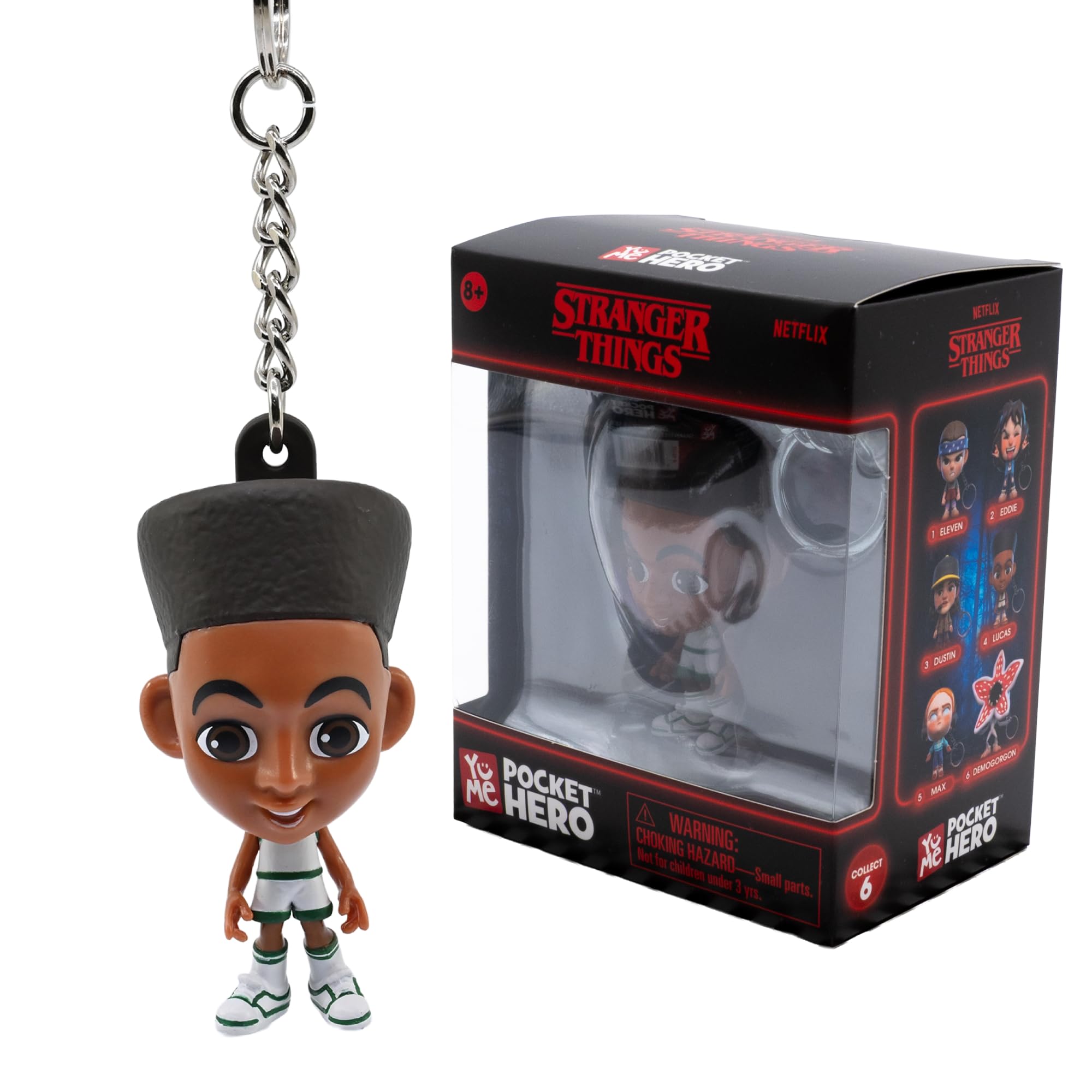 YuMe Stranger Things Keychain - Lucas Sinclair | Pocket Hero Series Accessory | Metal Keyring Doll Mini Figure Collectable | Netflix Merchandise | Kids, Adult & Series Toy Gift | Get All 6 Characters