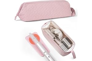 ZINGSO Hair Tools Travel Bag Organizer, Travel Case with Heat Resistant Mat, Hair Accessory Organizer, Hot Tools Organizer for Revlon, Shark Flexstyle Carrying Case, Heat Resistant Mat for Hair Tools (Pink)