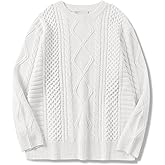 Womens Oversized Sweaters Crewneck Long Sleeve Casual Loose Pullover Sweater Cable Knit Vintage Tops