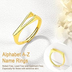 SILVERCUTE Statement Initial V Ring Gold Plated