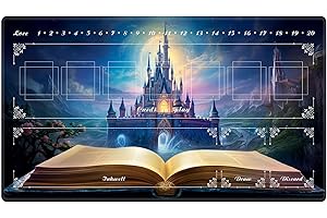 EDGFRTOIO Playmat with Zones for Card Game Playing, Compatible with Lorcana TCG Cards Game Mats 24"x14" Commander Deck Gaming Duel Mat Card Gameplay Mats for Beginner, Magic Book Castle