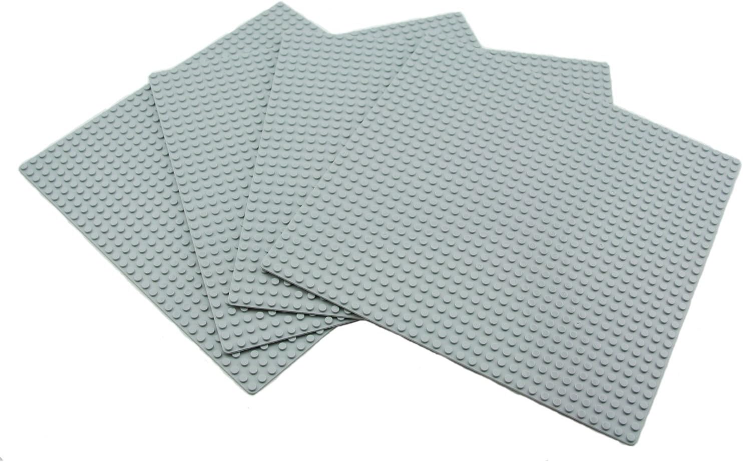 Baseplates (4 pieces of 10" x 10"), Works with Major Brick Building Sets, Wonderful Plate for Kids (Gray)