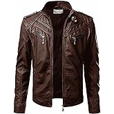 DECIMAL Men's Black Genuine Lambskin Leather Biker Jacket VINTAGE REAL MOTORCYCLE JACKETS FOR MEN