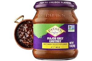 PATAK'S Patak’s Major Grey Chutney - Sweet & Mild Mango Chutney with Ginger & Aromatic Spices - Non-GMO, Vegan & Gluten-Free - Perfect for Chicken, Cheese Platters & Curry Sides - 12 oz (Pack of 1)