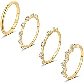 WFYOU Gold Rings for Women that Don't Tarnish Cubic Zirconia Ring Stackable Rings for Women Dainty 14K Gold Plated Rings Set Wedding Bands for Women Gold Jewelry Ring Size 6 7 8 9 10