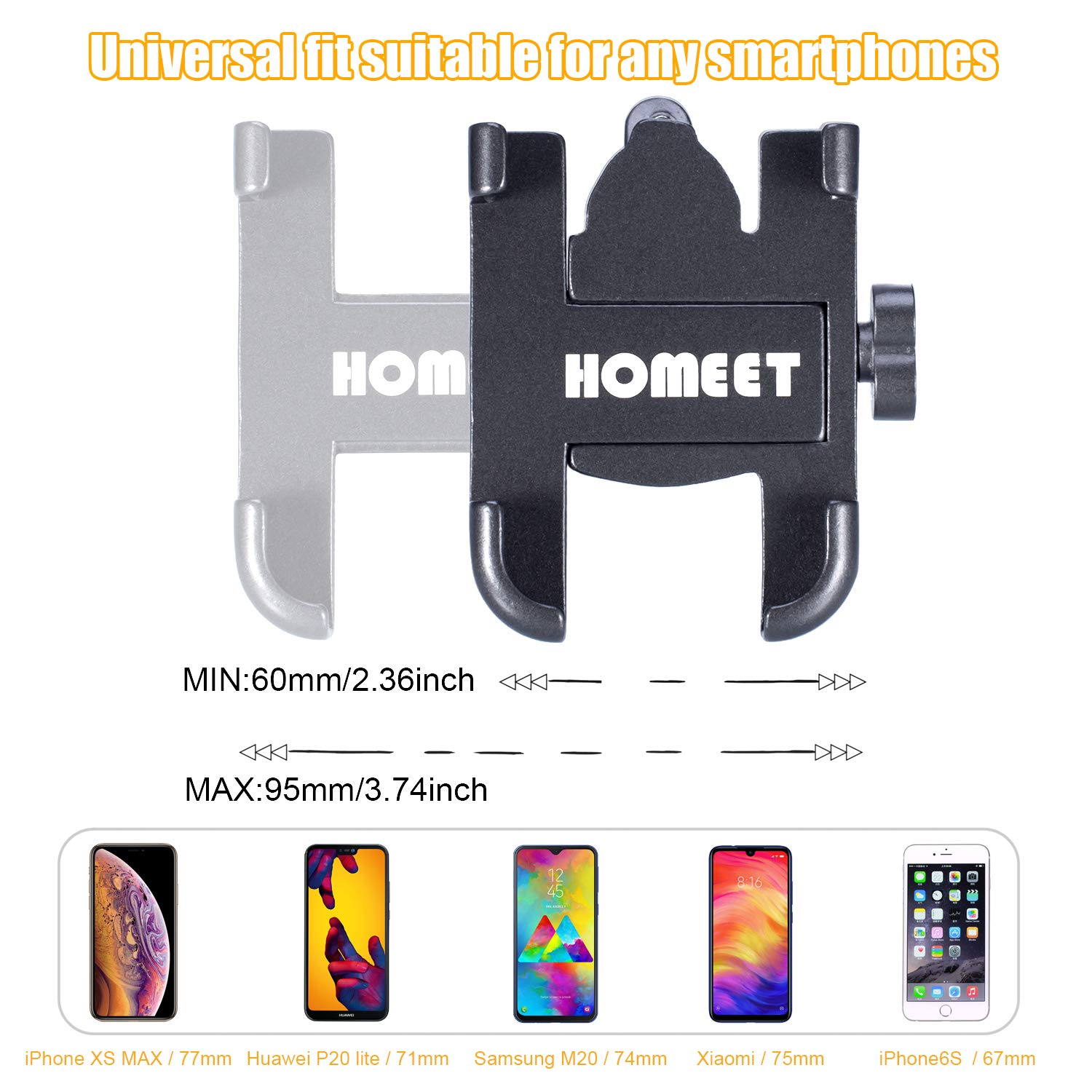 Homeet Fahrrad Handyhalterung Universal Fahrrad Lenker Handy Halterung für 4-6,8 Zoll Smartphone und GPS Geräten mit 360° Drehbar