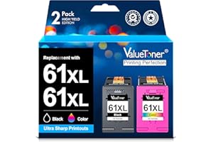 Valuetoner 61XL Ink Cartridges Replacement for HP 61 Ink Cartridge Combo Pack 61XL Works with HP Envy 4500 4502 5530 Deskjet 2540 3510 OfficeJet 4630 Printer (1 Black, 1 Tri-Color, 2-Pack)