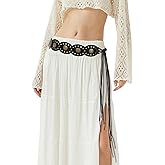 XZQTIVE Women's Boho Disc Belt Concho Western Cowgirl Cowboy Belt for Ladies Wide Vintage Leather Waist Belt for Dress