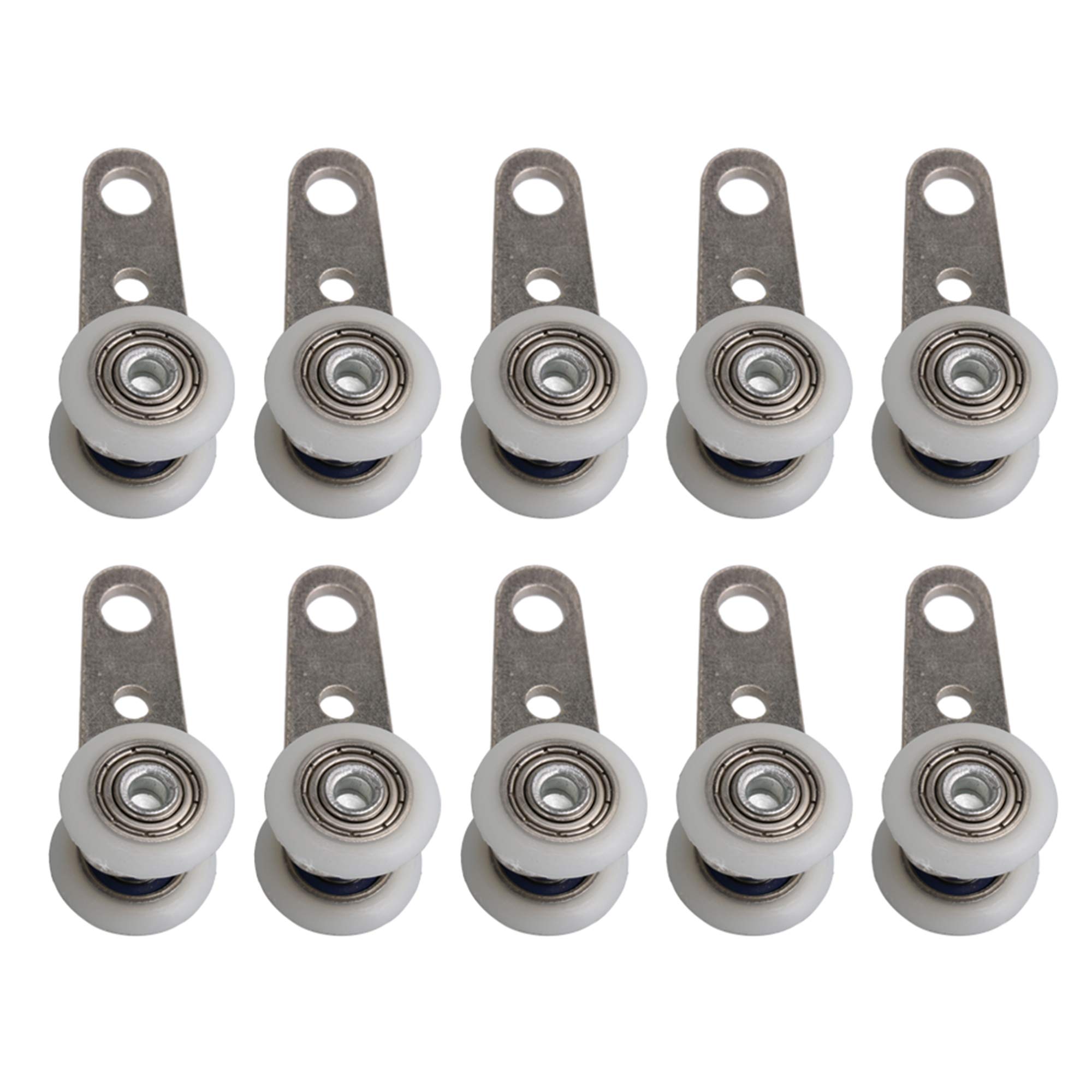 BQLZR 1.77x0.74inch Metal Bearing Pulley Block with Two Plastic Wheel for Sliding Door Window Cabinet