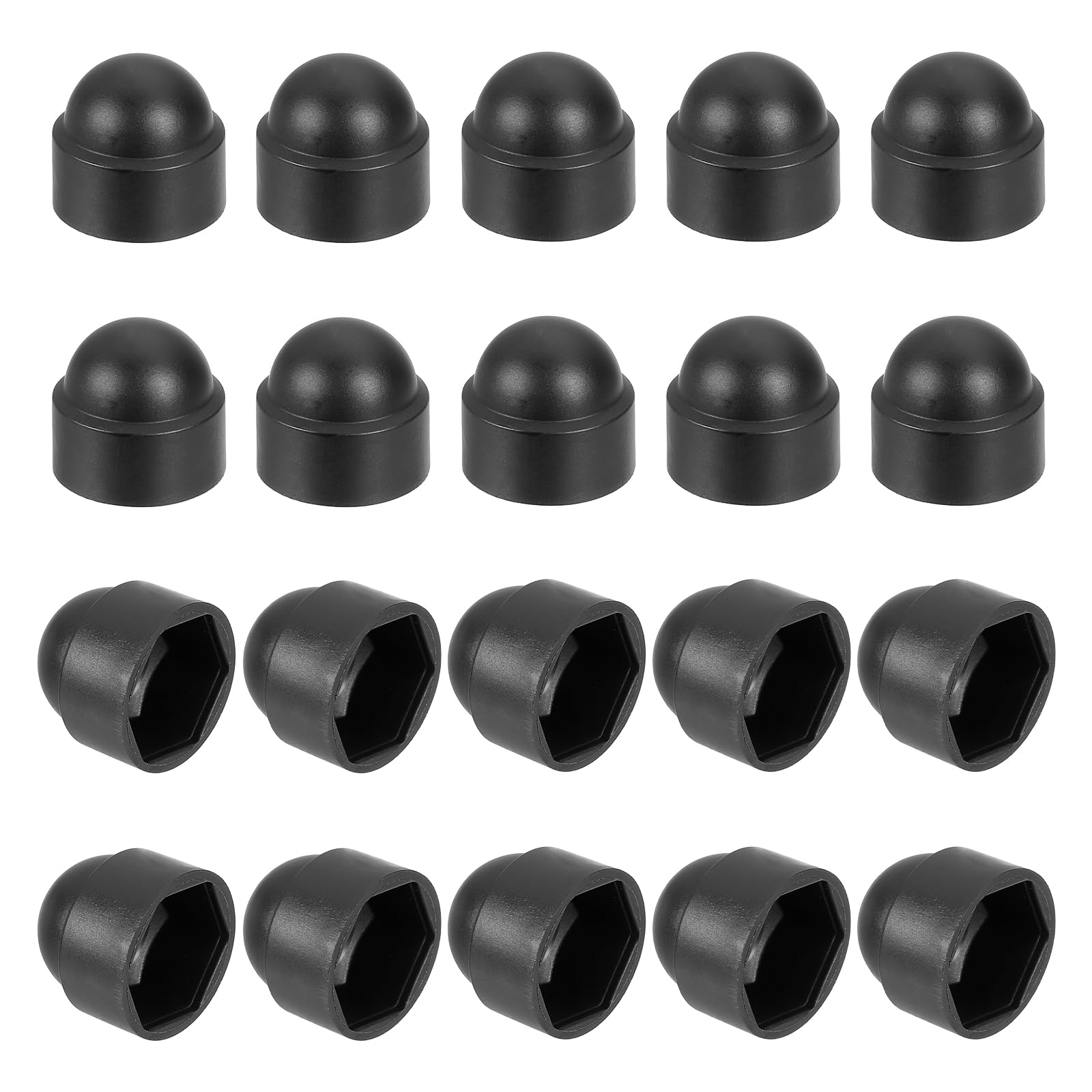 Photo 1 of uxcell Nut Protection Cap, 20Pcs M12x19x23mm - Plastic Hexagonal Screw Protection Cap, Dome Acorn Hex Head Bolt Covers, Waterproof Decorative Cap (Black)