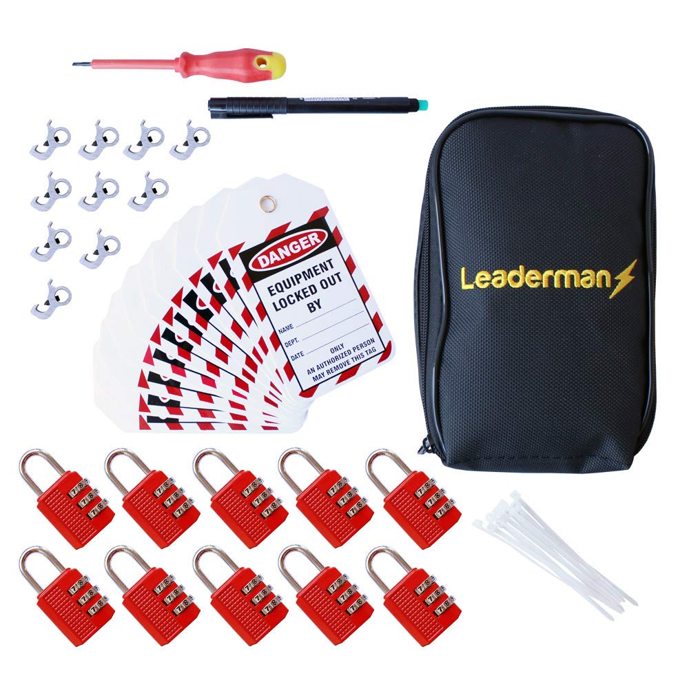 Lock Out Off Metal MCB Tag Padlock Kit Case and Pen Leaderman LMLOK10R from Testermans