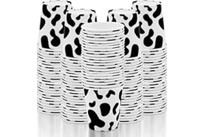 CONEHOY 120 Pcs Cow Print Milk Cups - Disposable Paper Juice Cups - Western Cowboy Cow Cups - Cow Theme Party Decorations for