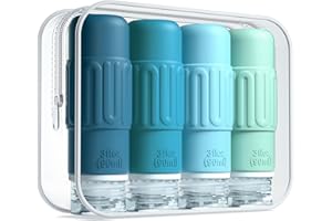 Mrsdry Travel Bottles for Toiletries, BPA Free Leak Proof reusable Silicone Bottles, TSA Approved 3oz Travel Size Bottles, Travel Accessories for Shampoo Soap Liquids with Toiletry Bag (4 Pack)