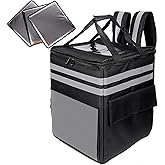 cherrboll XL Insulated Pizza Delivery Backpack, Thermal Food Delivery Bag with 3 Dividers, Reusable Cooler Backpack for Bicycle Transport