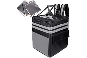 cherrboll XL Insulated Pizza Delivery Backpack, Thermal Food Delivery Bag with 3 Dividers, Reusable Cooler Backpack for Bicycle Transport