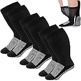 Chicingyou 3 Pairs Bariatric Diabetic Socks Men Double Thread Extra Width Diabetic Non Binding Stockings XXL Non Slip Safety Hospital Socks with Grips for Seniors Patients Swollen Feet Lymphedema