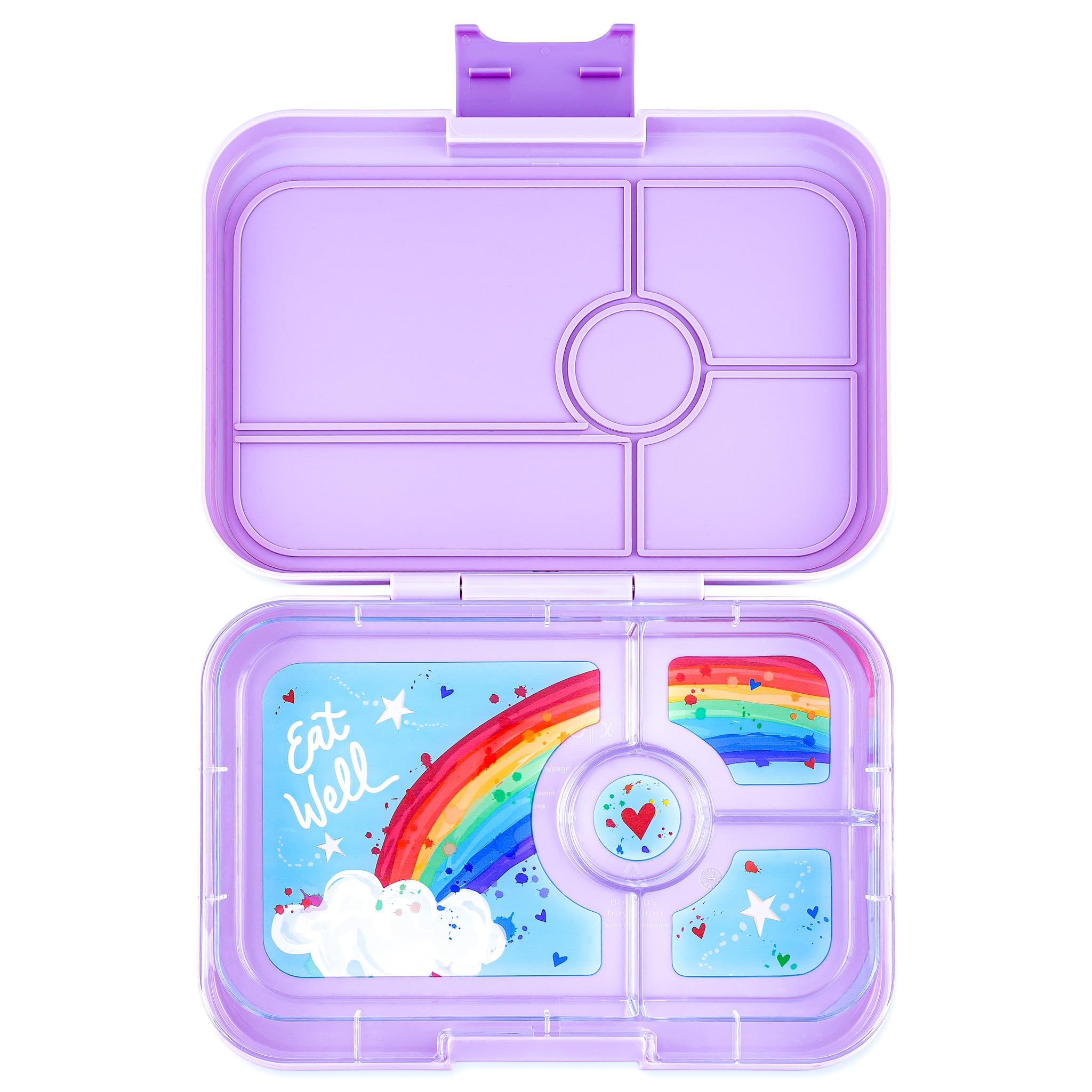 yumbox Tapas Larger Size - 4 Compartment Leakproof Bento Lunch Box for Pre-Teens, Teens & Adults (Seville Purple with Rainbow Tray)