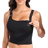 Suekaphin Nursing Bra Longline Tank Top Crop,Supportive Workout Sport Maternity Bra,Wide Straps Sewn Cups for Breastfeeding