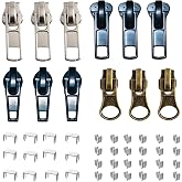 cpqakb 12 Pcs Zipper Pull Replacement 5 Zippers Repair Kit Lockable Slider | zippers Bottom and Top Stop , Fix Zip Head On For Repairing Coats ,Jackets , Metal Plastic and Nylon Coil Zippers.