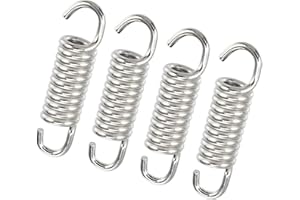 ACROPIX 4 Pcs 43mm 1.69" Motorcycle Muffler Exhaust Pipe Spring Universal Stainless Steel Silver Tone Car Parts