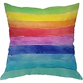 Moslion Rainbow Pillow Cover Summer Rainbow Stripes Cotton Linen Decorative Throw Pillow Case 18 x 18 Inch Standard Square Cushion Cover for Sofa Bedroom Men Women Multicolor