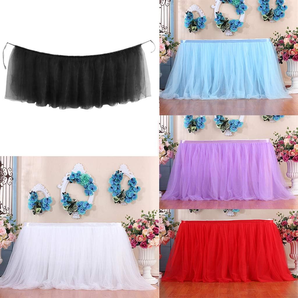 LLJEkieee 100% Polyester, 1PC Birthday Table Skirt Wedding Party Decor Tablecloth for Birthday Picnic BBQ Tropical House (200x50cm, Purple)