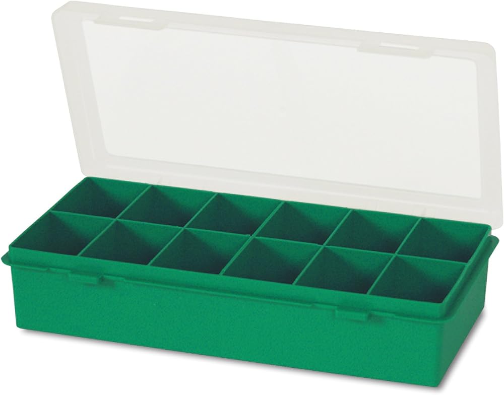 Tayg Organiser Case 12-11 Fixed Dividers Clear White Lid Green Base