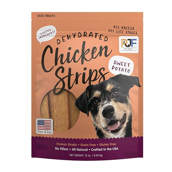 PET JERKY FACTORY PREMIUM CHICKEN AND SWEET POTATO 12 OZ. DOG JERKY TREATS | 100% HUMAN GRADE | USA MADE | HIGH PROTEIN | GRAIN FREE | LIMITED INGREDIENTS | BHA-BHT FREE | SOFT-TENDER