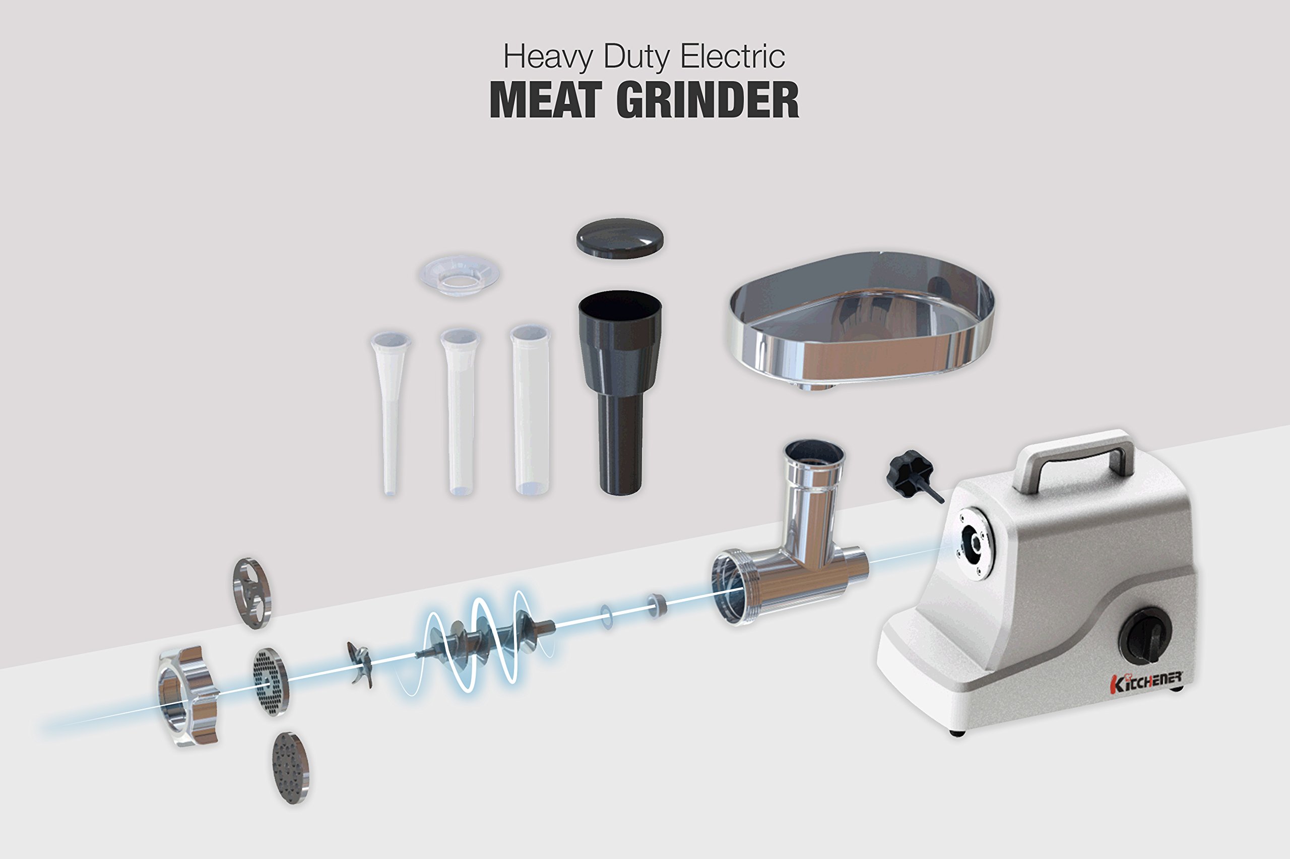 Kitchener Heavy Duty Electric Meat Grinder 2/3 HP (500W), 3speed with