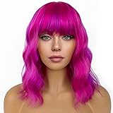 LANCAINI Short Bob Wigs with Bangs for Women Loose