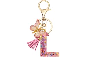 TTYY Initial Letter Keychain for Women Gift for Young Teenage Girl Gifts for Christmas to Mom Daughter Pink tassel