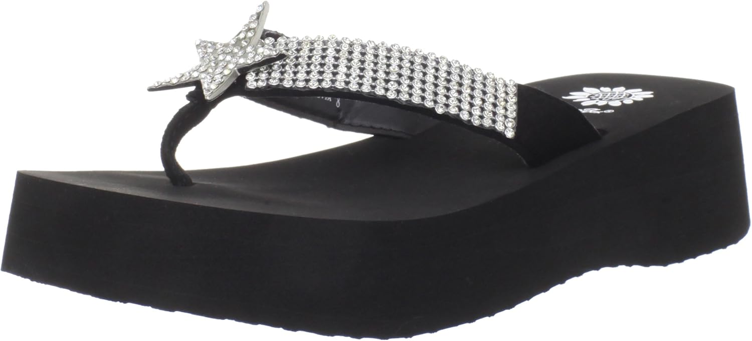 silver yellow box flip flops