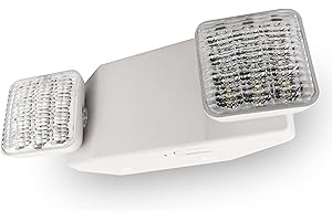 LIGHT FIXTURE INDUSTRIES LFI Lights® Emergency Lights for Business, LED Emergency Light with Battery Backup, UL 924 Listed, Adjustable Square LED Heads, White Housing, Commercial Indoor Lighting, EL2WBB