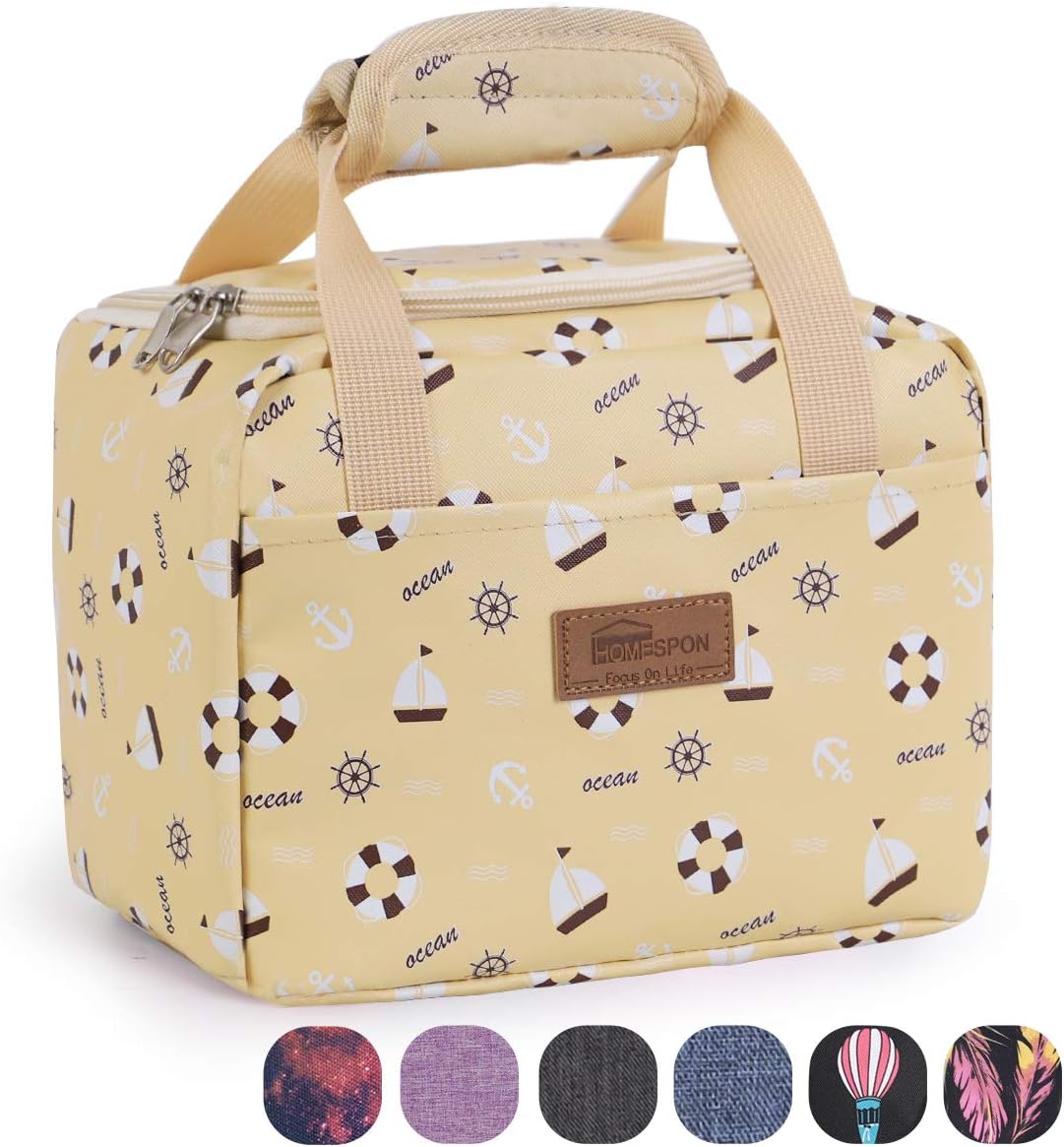 HOMESPON Insulated Lunch Bag Lunch Box Cooler Tote Box Cooler Bag Lunch Container for Women/Men/Children/School/Work/Picnic (beach print)