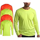 Bass Creek Outfitters Mens High Vis Long Sleeve - 4 Pack Construction Shirts for Men - Workwear Safety Shirts (Sizes M-3XL)
