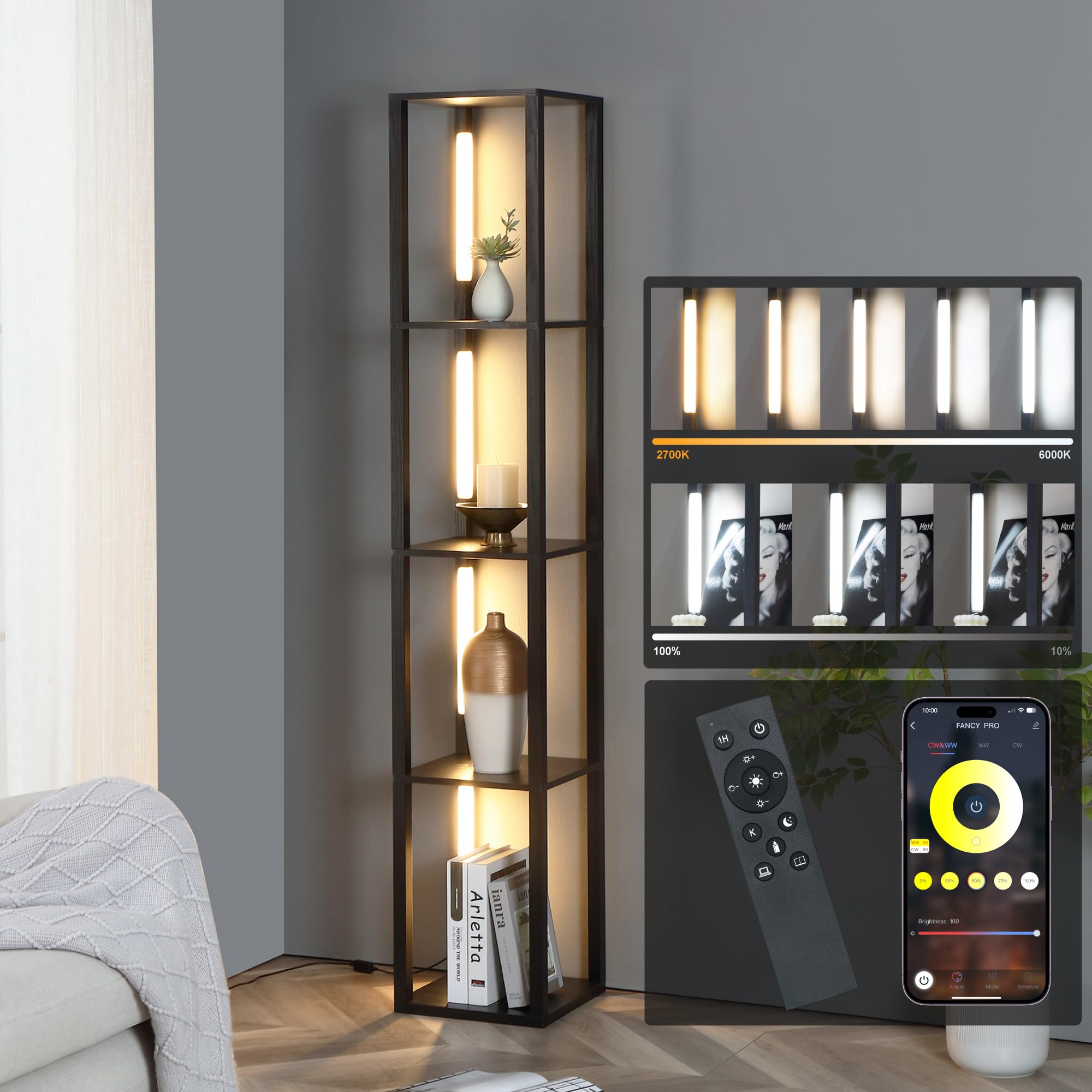 Vetrina LED FENLO Fancy Plus Pro 162cm Con Telecomando E App - Luci Dimmerabili CCT Da 2700K A 6000K