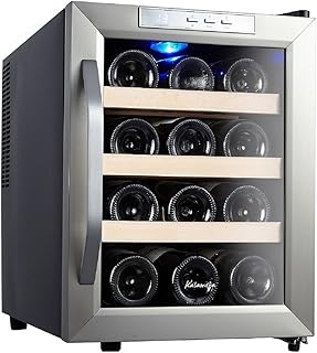 Kalamera KR-12ASS Edelstahl Weinkuehlschrank 33 Liter 12 Flasche Weinklimakuehschrank Minibar Freistehend Temperaturzonen 8-18'C