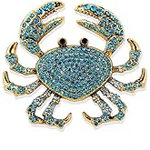 Rhinestone Crab Brooch Pin for Women Girls Dainty Gold Plated Crystal Marine Animal Brooches Lapel Pins Shiny Exaggerated Cute Holiday Vacation Christmas Jewelry Gift
