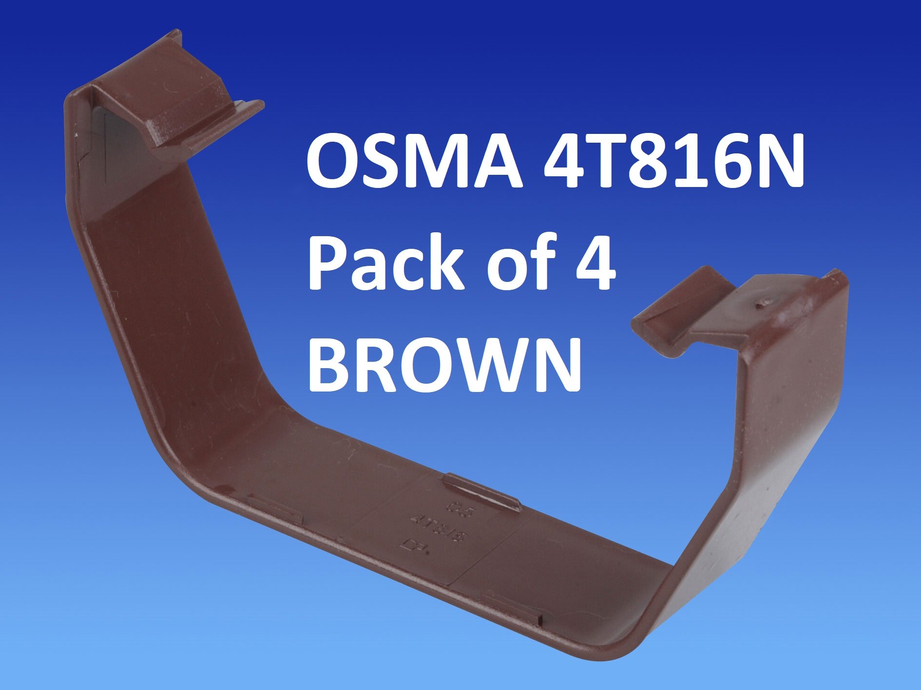Pk of 4 x 4T816 (Brown) Replacement Gutter flexiclips for Wavin OSMA 100mm Square guttering