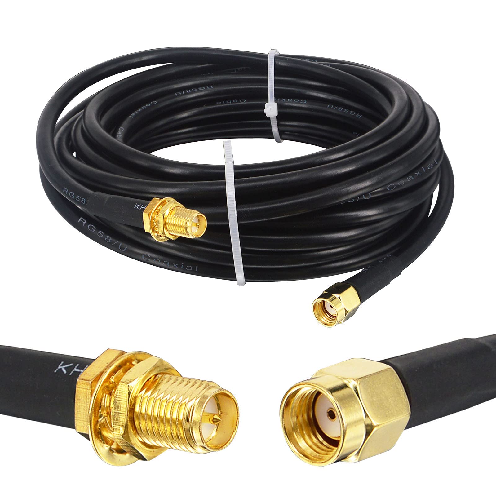 Boobrie Upgraded 5M RP-SMA Male to RP-SMA Female RG58 Coaxial Cable SuperFlex RG58 RP-SMA Extension Cable Low Loss RP-SMA WiFi Antenna Cable for Wireless Mini PCI PCIE Network Card WiFi Router