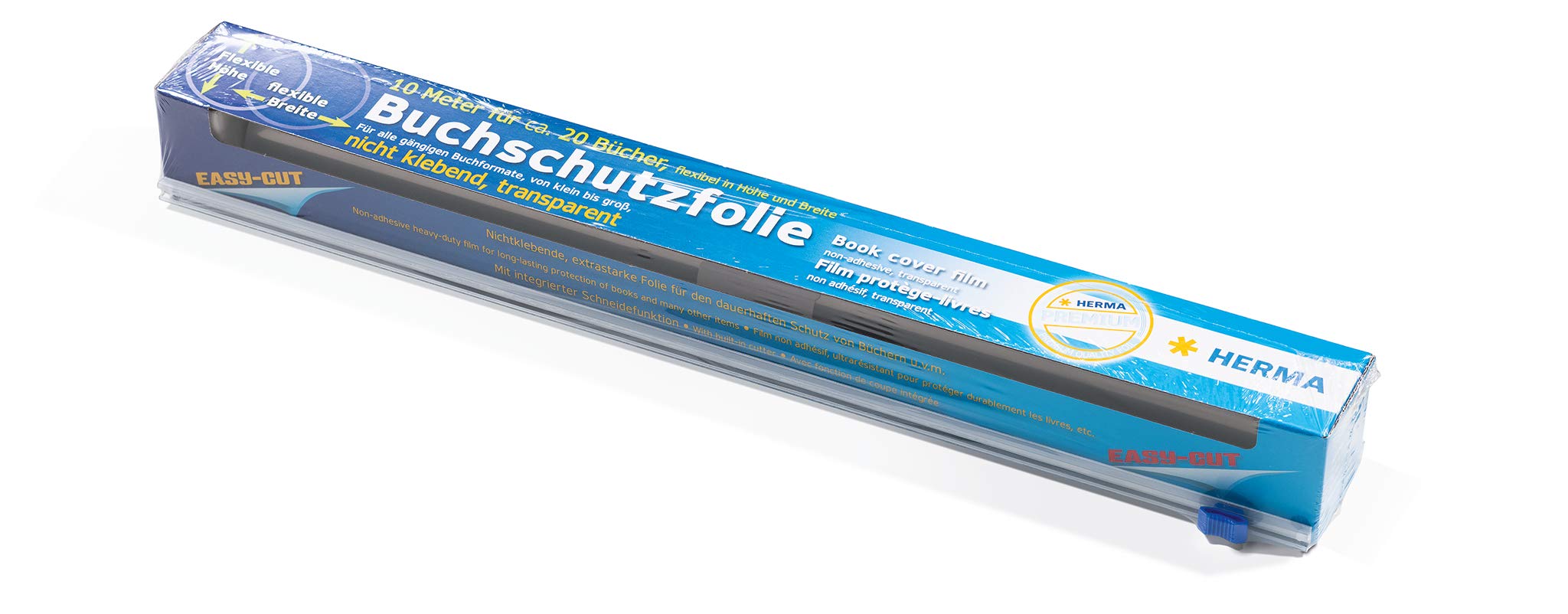 HERMA 10 m x 40 cm Non Adhesive Mat Book Cover Plastic Film Roll with Cutting Function, Clear โ image 1