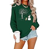 EGELEXY Snowman ShIirt for Women Christmas Snowman Sweatshirts Christmas Tree Outfits Merry Lightweight Pullover Tops