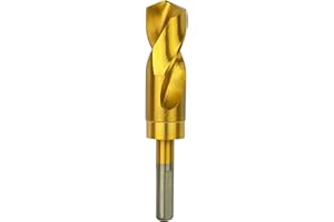 Greycore Tools 1-1/8 Inch Reduced Shank Drill Bit, 1/2" 3-Flat Shank, High Speed Steel with Industrial Titanium Coating, Drill Bit for Steel, Iron, Wood, Plastic (1-1/8" x 6" RS)