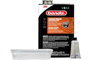 3M Bondo Fiberglass Resin 28.7 US Fl oz Filler with 0.37 Fl oz Hardener, Stage 2, Waterproof Formula for Repairing, Resurfacing, or Rebuilding Metal, Wood, Fiberglass or Masonry Surfaces (00402)