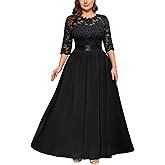 Miusol Women's Formal Floral Lace Plus Size Wedding Maxi Dress