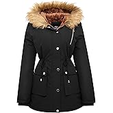 FARVALUE Womens Water-repellent Winter Coat Thicken Puffer Jacket Warm FLeece Lined Parka with Fur Hood